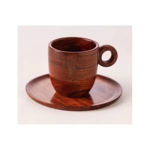 ชุดถ้วยกาแฟไม้ทำมือพร้อมจานรอง ถ้วยชาไม้เนื้อแข็งธรรมชาติ ขายส่ง - Product Image 4