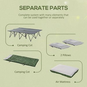 Lettino da Campeggio Pieghevole Portatile per 2 Persone con Materasso Gonfiabile e Cuscini Comfort, Sacco a Pelo per Esterni e Borsa per il Trasporto Inclusa - Product Image 5