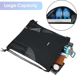 Sac à dos de sport personnalisé avec logo, cordon de serrage, poches latérales en mesh, poche avant zippée, résistant à l'eau, pour hommes et femmes - Product Image 5