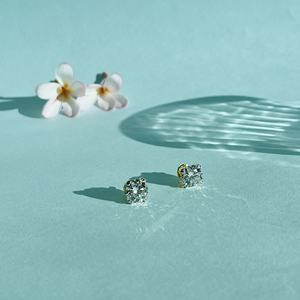 Pendientes de diamantes cultivados en laboratorio con certificación GIA, 1.50 CT, color F, VVS1, corte brillante redondo, oro amarillo de 9k, diseño unisex impresionante. - Product Image 4