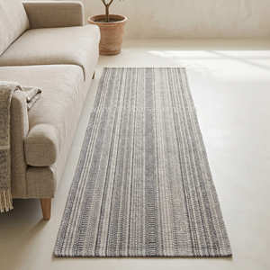 Plaid Kitchen Rug Blue White Farmhouse Style Flat Weave Non-Slip Rectangle Indoor Area Rug with Fringe <b>Large</b> Size Hallway Runner - Product Image 2