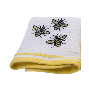 Heartin <b>White</b> Rustic Floral Embroidered Quick-Dry 100% Cotton 18x28 Inch 200 GSM Soft Absorbent Durable New Hanging Loop Golf - Product Image 4