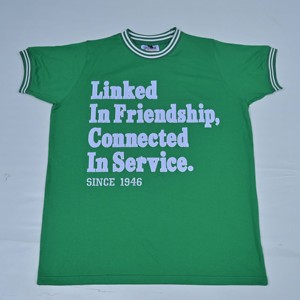 T-shirts vert à col rond à manches courtes en jersey avec impression de lettres « Amitié liée, connectée dans le service », vente en gros, élégants - Product Image 3