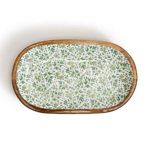 Plateau de service rectangulaire en bois fait main, motif végétal gravé, design traditionnel chinois, pour plats et assiettes - Product Image 5