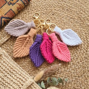 Colorful <b>Macrame</b> Leaf Keychain Decorative Object For Handbag And Car Key Styling Purpose Key Organizer Wholesale From India - Product Image 6