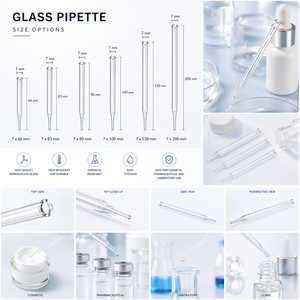 Pipette compte-gouttes G016-09-08-A 7x7 inc. Pipette compte-gouttes en verre borosilicate de qualité supérieure, directement de l'usine, pour les cosmétiques, la pharmacie et le laboratoire - Product Image 6