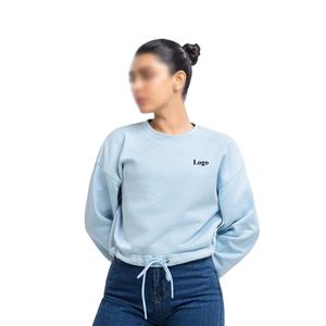 Jersey de algodón de alta calidad con estampado de logotipo personalizado para mujer, sudaderas deportivas para correr, correr, recortadas transpirables para mujer en blanco, 360g - Product Image 1