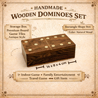 Jeu de dominos en bois de palissandre indien fait main avec boîte de rangement |   Tuiles de jeu de société de style antique de qualité supérieure 14x8x4cm Divertissement familial