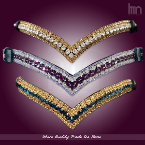 Diadema Premium de Cuero Acolchado Cosido a Mano con Cristales Transparentes Dorados de 5 Filas y Diseño en V Profundo, con Pedrería, a la Moda - Product Image 6