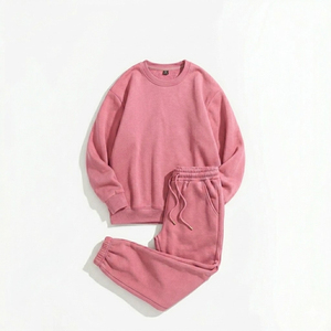 Conjunto Deportivo Unisex de Algodón de Color Sólido, Cuello Redondo, Manga Larga, Pantalones con Cordón, Estilo Casual, Transpirable, Holgado, para Adultos - Product Image 2