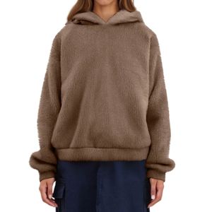 Hoodie Teddy Y2K pour femme, grande taille, avec broderie d'ours, en tissu polaire, collection Hiver 2026, manches longues, coupe oversize - Product Image 4