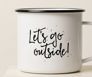 แก้วเคลือบโลหะพิมพ์ลายตัวอักษร "Lets Go Outside" พร้อมโลโก้สั่งทำ แก้วกาแฟโลหะสีขาว โรงงานผลิตโดยตรง ขายส่ง รับสมัครพันธมิตร - Product Image 5