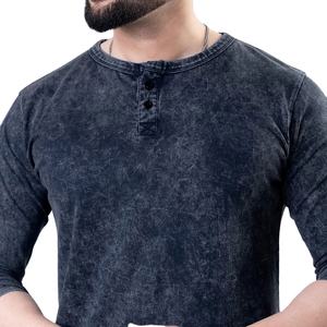 T-shirt homme 100% coton, nouvelle collection, haute qualité, coupe ample, manches longues, effet délavé à l'acide, fabrication sur mesure. - Product Image 2