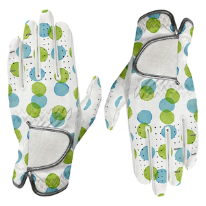Guantes de golf de cuero PU con dedos completos, transpirables, diseño de lunares, guantes deportivos unisex, protección UV, blanco, verde, azul - Product Image 4