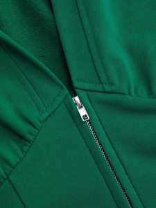 <b>Women's</b> <b>Black</b> Half Zip <b>Fleece</b> Long Sleeve Drop-shoulder Hoodie V Neck Stand Collar Regular Length Winter Knitted Sweatshirt - Product Image 6