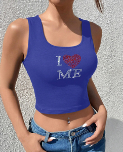 Custom Women Graphic Print <b>Crop</b> Tank <b>Top</b> Crew Neck Sleeveless Summer Vest Casual Valentine Apparel - Product Image 2