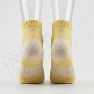 Yellow Geometric Pattern Ankle Socks Breathable Knitted for Daily Casual Wear Adults - Product Image 2