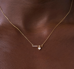 Pendentif cœur en diamant de culture dans un collier en or 14 carats pour femme - Product Image 5