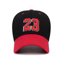 Gorra de Béisbol Bordada Negra y Roja 23, Unisex, Ajustable, de 6 Paneles, Informal, para Adultos, Primavera/Verano, de Poliéster Transpirable