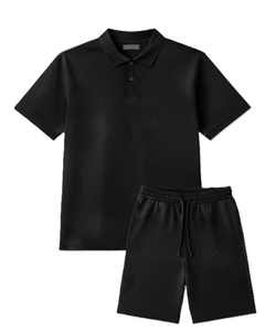 Plus Size Men Polo Shirt and Shorts <b>Set</b> 100% Cotton <b>Knitted</b> Breathable Casual Summer Wear Two Piece Outfit - Product Image 4