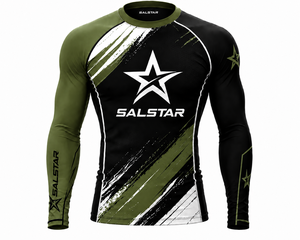 Chemise de compression à manches longues pour homme Salstar, à séchage rapide, coupe sportive, avec motif étoile imprimé par sublimation, extensible dans quatre directions - Product Image 1