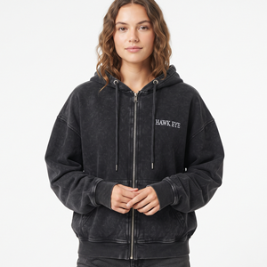 Custom <b>Black</b> Color Acid Wash Hoodie <b>Women</b> Full Zip Oversized <b>Sweatshirt</b> Cotton Fashion Custom Design Manufacturer - Product Image 5
