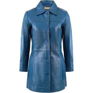 Abrigo Largo de Cuero para Mujer, Chaqueta Larga Clásica con Botones al Frente, Prenda Exterior Elegante y a la Moda, Fabricación Personalizada OEM, Etiqueta Privada, Venta al Por Mayor - Product Image 1