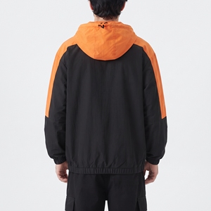 Blouson coupe-vent à capuche pour homme, imprimé, léger, oversize, à épaules tombantes, avec fermeture éclair quart, en nylon imperméable, pour la randonnée - Product Image 3