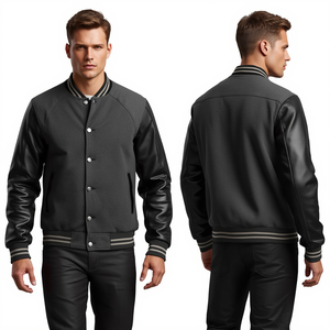Veste de sport pour homme INTENTION SPORTS, respirante, coupe-vent, col montant, fermeture éclair, polyester/coton, style varsity, printemps - Product Image 1