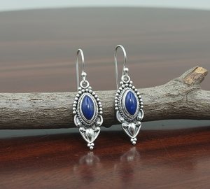 Boucles d'oreilles en lapis-lazuli de qualité supérieure, argent 925 plaqué or rose et or jaune, faites à la main, style bohème, bijoux statement, cadeau pour femme - Product Image 1