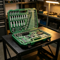 Ensemble d'outils à couple élevé de 150 pièces, kit complet de clés à douilles métriques en acier au carbone pour la réparation automobile professionnelle en garage