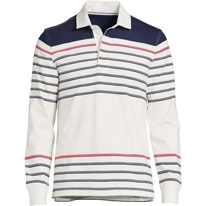 Camiseta de Rugby Heritage para Hombre OEM |   Jersey de algodón 100% prelavado |   Blanco Marfil con Rayas Azul Marino |   Marca Privada |   Tallas de EE. UU. y la UE |   Pakistán - Product Image 1