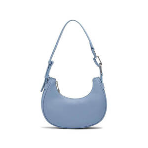 Sac à bandoulière bleu clair en forme de croissant, sac hobo en cuir PU avec fermeture éclair et sangle réglable pour les voyages quotidiens - Product Image 1