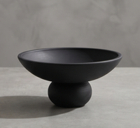 Bol décoratif moderne en métal noir texturé, article de vaisselle pour cuisine et salle à manger, lot en vrac en stock