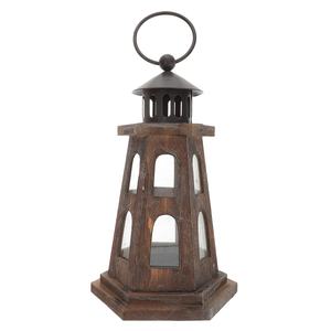 Customised <b>Vintage</b> Wooden Lighthouse Candle Holder Low MOQ Silver Lantern Tabletop <b>Ornament</b> for Home Christmas Decor - Product Image 1