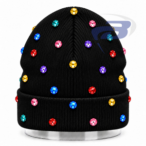 NCBW Sorority <b>Women</b> Rhinestone Embellishments Black Knit Winter <b>Beanie</b> Cap with Chenille Embroidered Winter <b>Women</b> <b>Beanie</b> Hat - Product Image 2