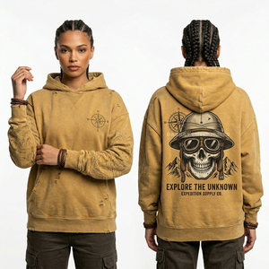 Sudadera con Capucha Gris para Mujer, Estilo Acid Wash, 350GSM, Estética Emo, Estampado de Corazón Roto en la Manga, Gráfico de Calavera y Flecha en la Espalda, Estilo Distressed Streetwear - Product Image 3