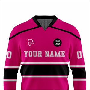 Custom Ice Hockey Jersey Pink Black Sublimated Moisture Wicking Full Sleeve Unisex Adult Team Apparel Wholesale - Product Image 4