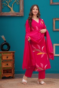 Conjunto de Salwar Kameez Rosa con Estampado Digital y Dupatta, Ropa Casual Tradicional para Mujer, Estilo India-Pakistán, Largo hasta el Tobillo - Product Image 2