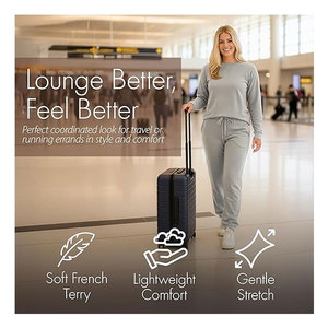 ชุดลำลองสำหรับผู้หญิง ชุดลำลองสำหรับเดินทางน้ำหนักเบาสำหรับผู้หญิง ชุดลำลอง 2 ชิ้นเนื้อนุ่มสบายพร้อมกางเกงจ็อกเกอร์ - Product Image 3