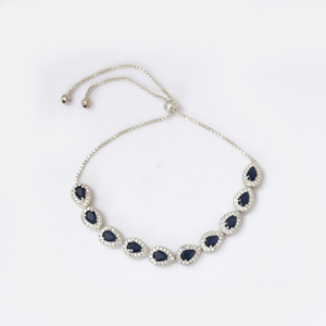 Silver Blue Sapphire Teardrop <b>Bracelet</b> for Women Gift Chain Link <b>Bracelet</b> for Wedding Luxury Elegant Trendy Jewelry Accessories - Product Image 1