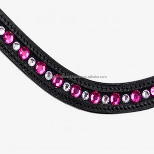 Cristales morados y transparentes personalizados Diamante Mega Bling Wave Shape Canal vacío Cuero Ceja de caballo banda en todos los tamaños personalizados - Product Image 6