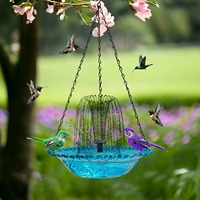 Bassin en métal bien formé pour oiseaux, design moderne et luxueux, espace généreux pour les oiseaux, pour la baignade et l'abreuvement, utilisation intérieure et extérieure, BLUE RIBBON
