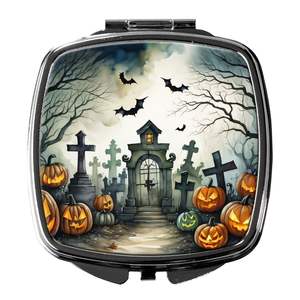 Spooky Halloween Compact <b>Makeup</b> <b>Mirror</b> Graveyard Decorative Travel Folding Handheld for Women and Girls Pocket Gifts - Product Image 1
