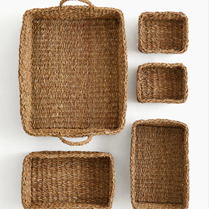 Ensemble de 5 paniers gigognes en jonc de mer faits à la main, paniers de rangement écologiques, vente en gros, fabriqués au Vietnam - Product Image 2