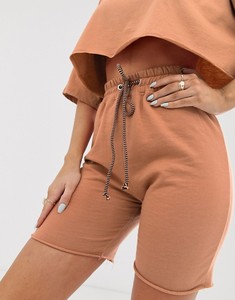 Ensemble de survêtement d'hiver 2 pièces pour femme en polaire orange anti-plis, col rond, manches longues, couleur unie, avec short décontracté à cordon de serrage sur le côté - Product Image 2