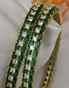 Beautiful Trendy One Gram Premium Quality Gold Plated With AD Stone Two <b>Bangles</b> <b>Set</b> for Women Jewelry for Wedding and Party Wear - Product Image 2