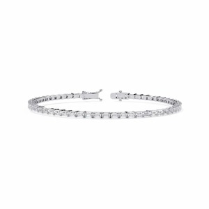 IGI Certified Emerald Cut Lab Grown Diamond Tennis <b>Bracelet</b> in Solid 925 Sterling Silver - Product Image 1