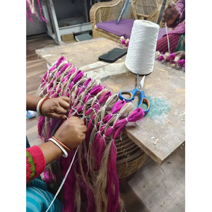 Jarrón y Macetas de Yute Enrollado Hechos a Mano, Decoración Rústica Ecológica para el Hogar, Organizador Decorativo de Fibra Natural, Artesanía de la India - Product Image 2