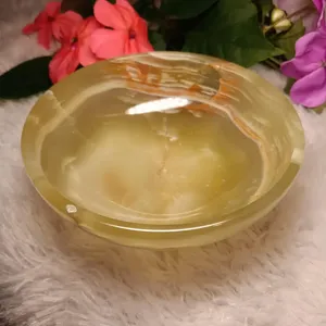 Cuenco de piedra artesanal, centro de mesa de piedra natural, ónix de alta gama hecho a mano, accesorio decorativo de lujo pulido - Product Image 2